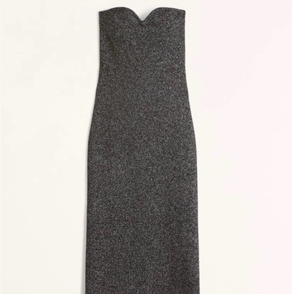 Abercrombie Strapless Sparkle Midi Sweater Dress in Black